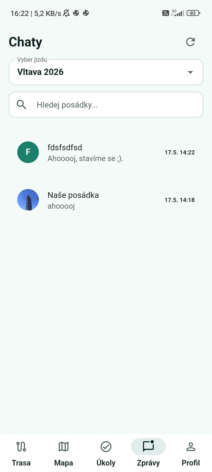 Seznam chatů pro vlastní posádku i další posádky na vodě